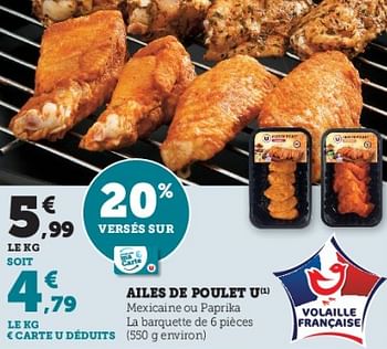 Promotions Ailes de poulet u - Produit Maison - Super U - Valide de 06/06/2023 à 18/06/2023 chez Super U