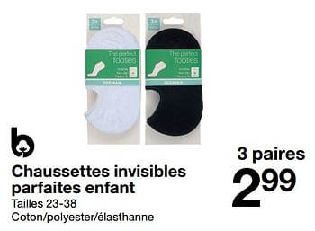 Promotions Chaussettes invisibles parfaites enfant - Produit maison - Zeeman  - Valide de 10/06/2023 à 16/06/2023 chez Zeeman