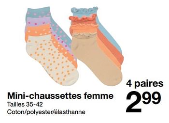 Promotions Mini-chaussettes femme - Produit maison - Zeeman  - Valide de 10/06/2023 à 16/06/2023 chez Zeeman