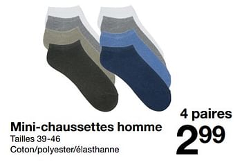 Promotions Mini-chaussettes homme - Produit maison - Zeeman  - Valide de 10/06/2023 à 16/06/2023 chez Zeeman