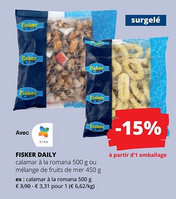 Promotions Fisker daily calamar à la romana - Fisker Daily - Valide de 15/06/2023 à 28/06/2023 chez Spar (Colruytgroup)