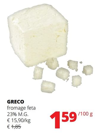 Promotions Greco fromage feta - Greco - Valide de 15/06/2023 à 28/06/2023 chez Spar (Colruytgroup)