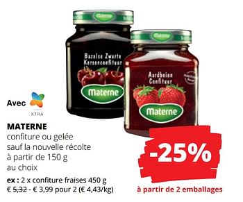 Promotions Materne confiture fraises - Materne - Valide de 15/06/2023 à 28/06/2023 chez Spar (Colruytgroup)