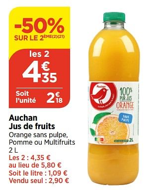 Promotions Auchan jus de fruits - Auchan - Valide de 14/06/2023 à 19/06/2023 chez Bi1