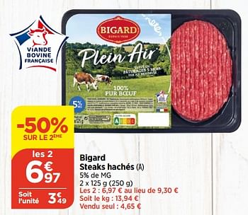 Promotions Bigard steaks hachés - Bigard - Valide de 14/06/2023 à 19/06/2023 chez Bi1