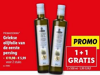 Promoties Griekse olijfolie van de eerste persing - Primadonna - Geldig van 21/06/2023 tot 27/06/2023 bij Lidl