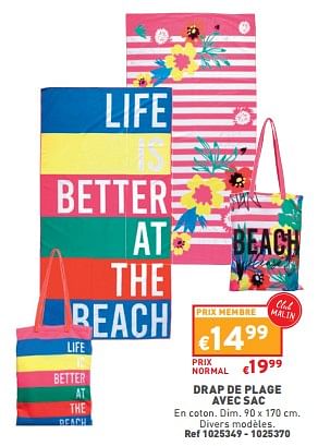 Promotions Drap de plage avec sac - Produit maison - Trafic  - Valide de 14/06/2023 à 19/06/2023 chez Trafic