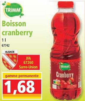 Promotions Boisson cranberry - Trimm - Valide de 14/06/2023 à 20/06/2023 chez Norma