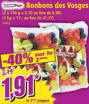 Promotions Bonbons des vosges - Bonbons de Vosges - Valide de 14/06/2023 à 20/06/2023 chez Norma