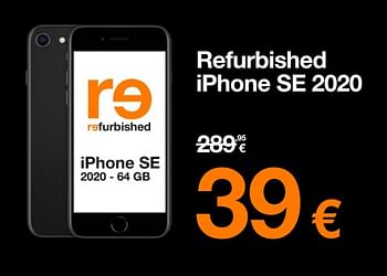 Promoties Apple refurbished iphone se 2020 - Apple - Geldig van 12/06/2023 tot 30/06/2023 bij Orange