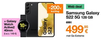 Promoties Samsung galaxy s22 5g 128 gb - Samsung - Geldig van 12/06/2023 tot 30/06/2023 bij Orange