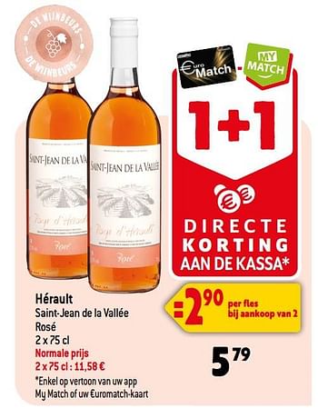 Promoties Hérault saint-jean de la vallée rosé - Rosé wijnen - Geldig van 14/06/2023 tot 20/06/2023 bij Smatch