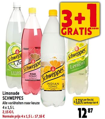 Promoties Limonade schweppes - Schweppes - Geldig van 14/06/2023 tot 20/06/2023 bij Smatch