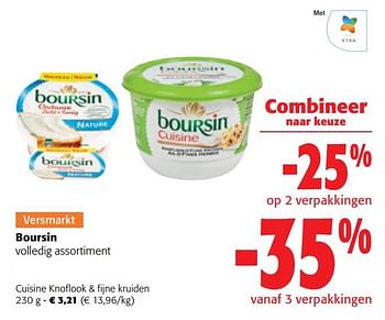 Promoties Boursin cuisine knoflook + fijne kruiden - Boursin - Geldig van 14/06/2023 tot 27/06/2023 bij Colruyt
