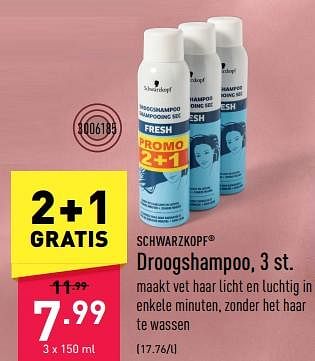 Promoties Droogshampoo - Schwarzkopf - Geldig van 21/06/2023 tot 30/06/2023 bij Aldi