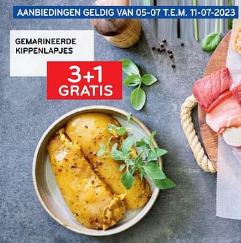 Promoties Gemarineerde kippenlapjes 3+1 gratis - Huismerk - Alvo - Geldig van 28/06/2023 tot 11/07/2023 bij Alvo