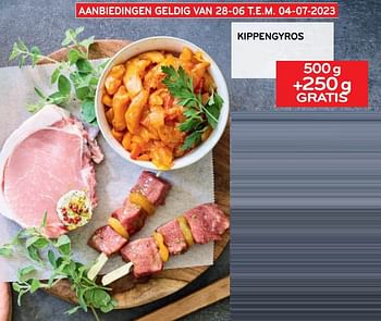 Promoties Kippengyros 500g +250g gratis - Huismerk - Alvo - Geldig van 28/06/2023 tot 11/07/2023 bij Alvo