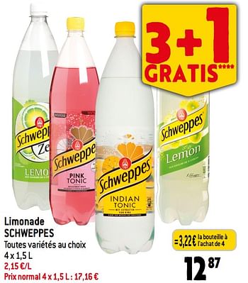 Promotions Limonade schweppes - Schweppes - Valide de 14/06/2023 à 20/06/2023 chez Smatch