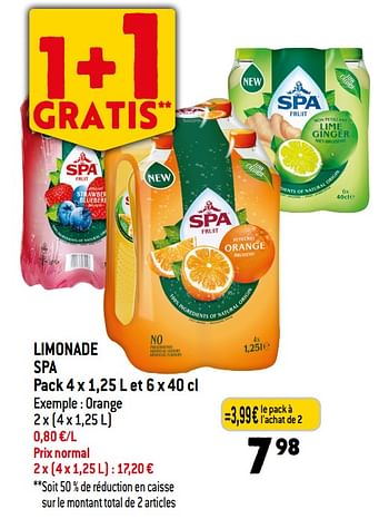 Promotions Limonade spa orange - Spa - Valide de 14/06/2023 à 20/06/2023 chez Smatch