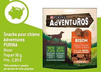 Promotions Snacks pour chiens adventuros purina bison - Purina - Valide de 14/06/2023 à 20/06/2023 chez Smatch