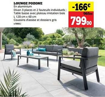 Promotions Lounge pozone - Produit maison - Dema - Valide de 12/06/2023 à 30/06/2023 chez Dema