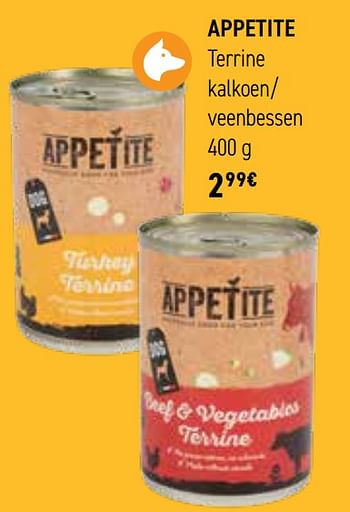 Promoties Appetite terrine kalkoen- veenbessen - Appetite - Geldig van 01/05/2023 tot 30/06/2023 bij Tom&Co