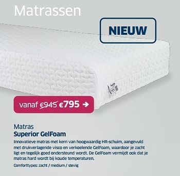 Promoties Matras superior gelfoam - Huismerk - Sleeplife - Geldig van 16/06/2023 tot 30/06/2023 bij Sleeplife