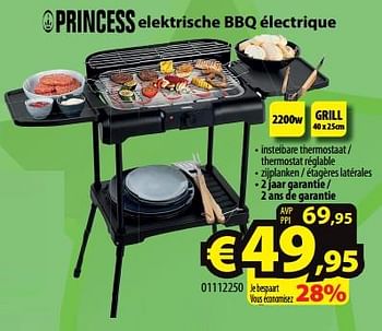 Promoties Princess elektrische bbq électrique 01112250 - Princess - Geldig van 21/06/2023 tot 30/06/2023 bij ElectroStock