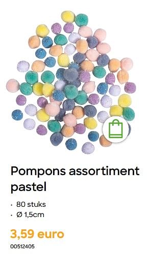 Promoties Pompons assortiment pastel - Huismerk - Ava - Geldig van 16/06/2023 tot 01/10/2023 bij Ava
