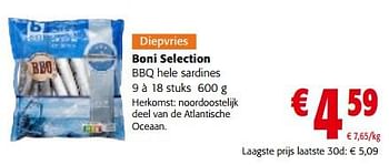 Promoties Boni selection bbq hele sardines - Boni - Geldig van 14/06/2023 tot 27/06/2023 bij Colruyt