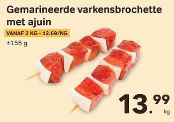 Promoties Gemarineerde varkensbrochette met ajuin - Huismerk - Bon'Ap - Geldig van 21/06/2023 tot 18/07/2023 bij Bon'Ap