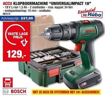 Promoties Bosch accu klopboormachine universalimpact 18 - Bosch - Geldig van 21/06/2023 tot 02/07/2023 bij Hubo
