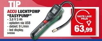 Promoties Bosch accu luchtpomp easypump - Bosch - Geldig van 21/06/2023 tot 02/07/2023 bij Hubo