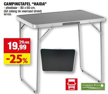 Promoties Campingtafel haida - Garden Plus  - Geldig van 21/06/2023 tot 02/07/2023 bij Hubo