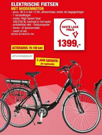Promoties Evobike elektrische fietsen met middenmotor - Evobike - Geldig van 21/06/2023 tot 02/07/2023 bij Hubo