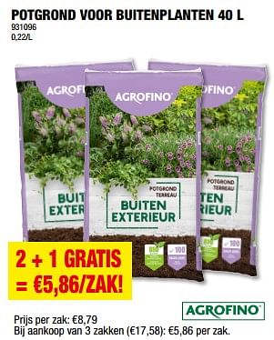 Promoties Potgrond voor buitenplanten - Agrofino - Geldig van 21/06/2023 tot 02/07/2023 bij Hubo