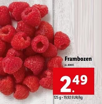 Promoties Frambozen - Huismerk - Lidl - Geldig van 28/06/2023 tot 04/07/2023 bij Lidl