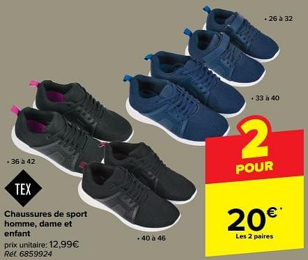 Tex Chaussures de sport homme dame et enfant En promotion chez