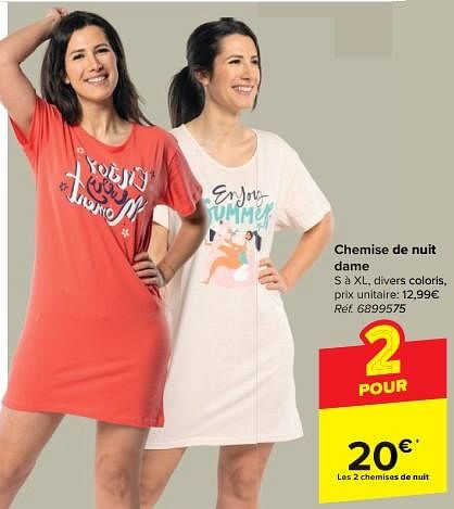 Produit maison Carrefour Chemise de nuit dame En promotion