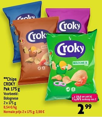 Promoties Chips croky bolognese - Croky - Geldig van 21/06/2023 tot 27/06/2023 bij Smatch
