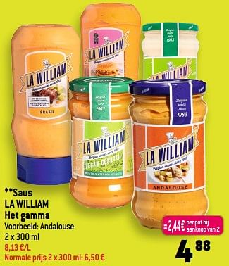 Promotions Saus la william andalouse - La William - Valide de 21/06/2023 à 27/06/2023 chez Smatch