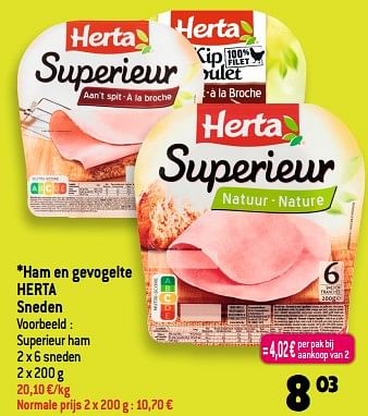 Promoties Superieur ham - Herta - Geldig van 21/06/2023 tot 27/06/2023 bij Smatch