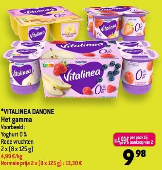 Promotions Vitalinea danone yoghurt 0 % rode vruchten - Danone - Valide de 21/06/2023 à 27/06/2023 chez Smatch