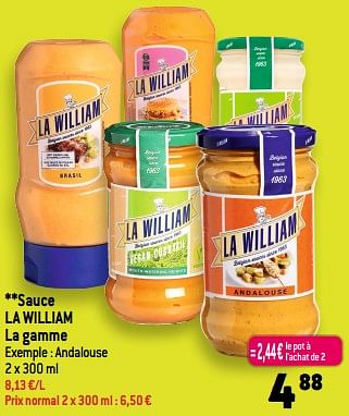Promotions Sauce la william andalouse - La William - Valide de 21/06/2023 à 27/06/2023 chez Smatch