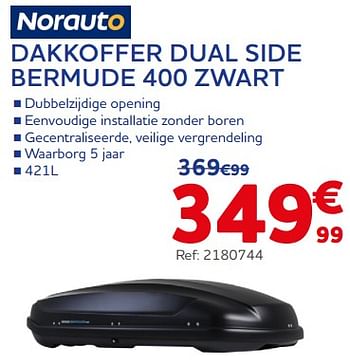 Promotions Dakkoffer dual side bermude 400 zwart - Norauto - Valide de 21/06/2023 à 22/08/2023 chez Auto 5