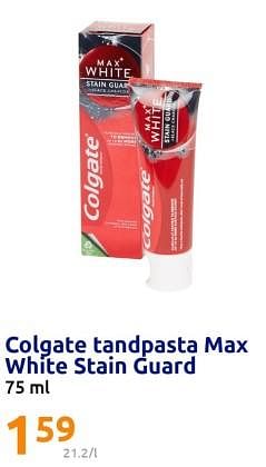 Promoties Colgate tandpasta max white stain guard - Colgate - Geldig van 21/06/2023 tot 27/06/2023 bij Action