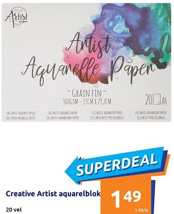 Promoties Creative artist aquarelblok - Creative Artist  - Geldig van 21/06/2023 tot 27/06/2023 bij Action