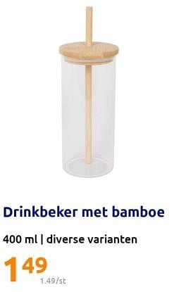 Promoties Drinkbeker met bamboe - Huismerk - Action - Geldig van 21/06/2023 tot 27/06/2023 bij Action