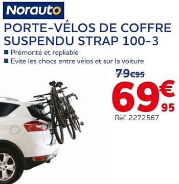 Promotions Porte-vélos de coffre suspendu strap 100-3 - Norauto - Valide de 21/06/2023 à 22/08/2023 chez Auto 5