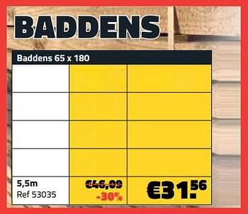 Promotions Baddens 5,5m - Produit maison - Bouwcenter Frans Vlaeminck - Valide de 03/07/2023 à 31/07/2023 chez Bouwcenter Frans Vlaeminck